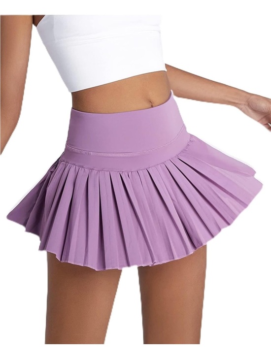 Gold Hinge Dresses & Skirts - High-Rise Lavender Pleated Skater Skirt - Women's Active Skirt